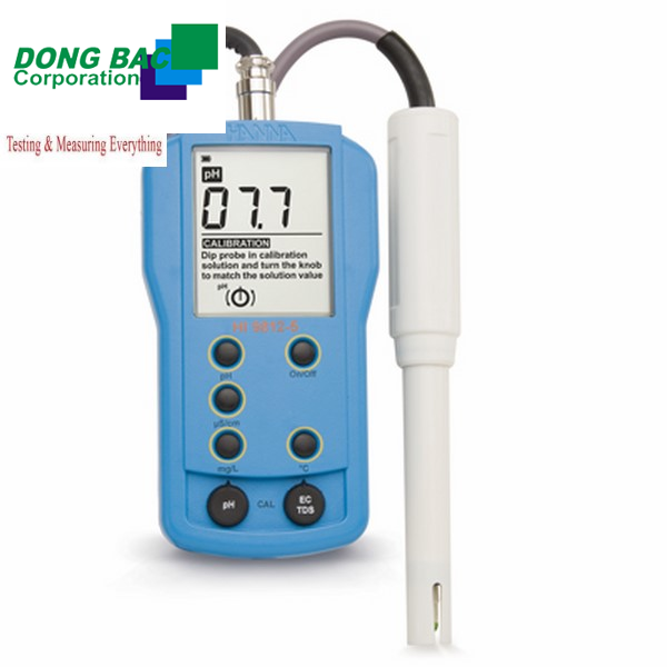 Máy đo pH/EC/TDS/NHiệt độ Hanna HI9812-5 (0.0 to 14.0 pH, 0 to 1990 µS/cm, 0 to 1990 ppm, 0 to 60°C)